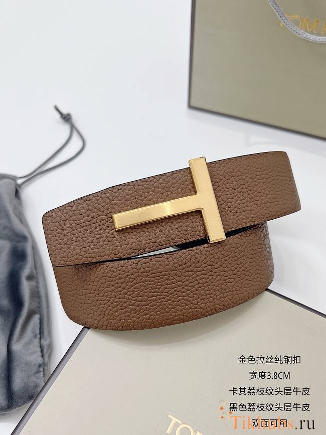Tom Ford Brown Gold Belt 3.8cm - 1