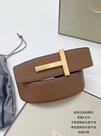 Tom Ford Brown Gold Belt 3.8cm