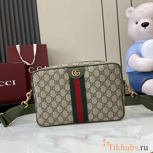 Gucci Ophidia Medium Crossbody Bag Beige Green 28.5x18x7.5cm - 1