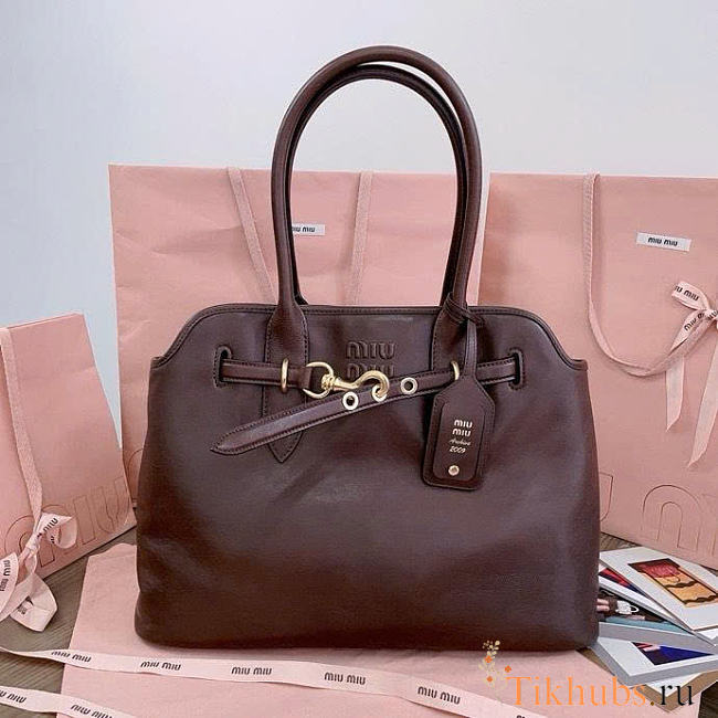 Miu Miu Aventure Nappa Leather Dark Brown Bag 40x31x13cm - 1