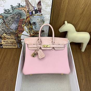 Hermes Birkin 25 Togo Crocodile Pink Gold 25cm