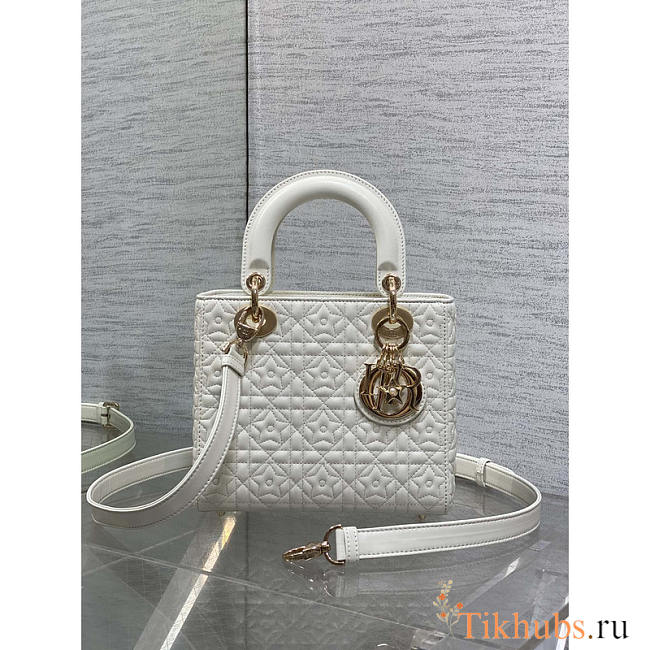 Dior Small Lady Dior Bag Cream Cannage Star Pattern 20cm - 1