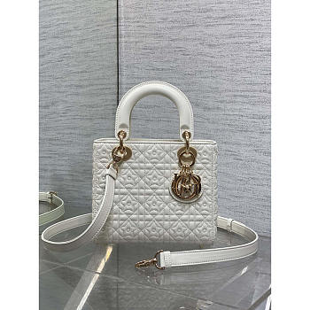 Dior Small Lady Dior Bag Cream Cannage Star Pattern 20cm