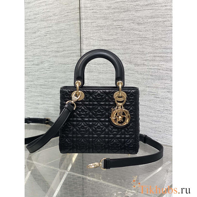Dior Small Lady Dior Bag Black Cannage Star Pattern 20cm - 1