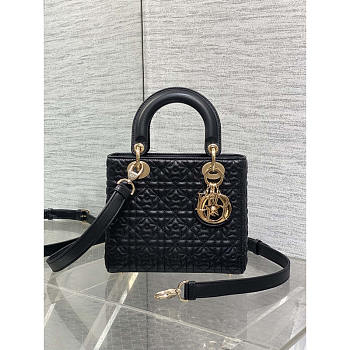 Dior Small Lady Dior Bag Black Cannage Star Pattern 20cm