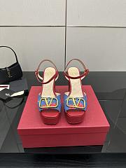 Valentino Vlogo Platform Denim Sandal Cherryfic 115mm - 4