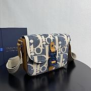 Dior Saddle Messenger Bag Blue and Beige Raffia-Effect 24x16.5x5.5cm - 4