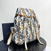 Dior Hit the Road Backpack with Flap Blue and Beige 43x43x18cm - 4
