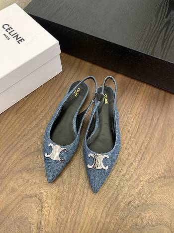 Celine Alma Flat Slingbacks Denim