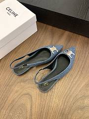Celine Alma Flat Slingbacks Denim - 5