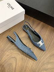 Celine Alma Flat Slingbacks Denim - 4
