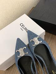 Celine Alma Flat Slingbacks Denim - 2