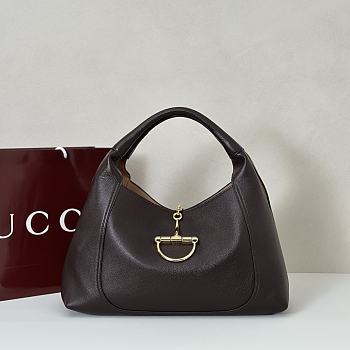 Gucci Softbit Maxi Shoulder Bag Dark Brown 46x26x16cm