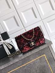Chanel Flap Bag Sequin Black Red Gold 20cm - 1