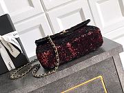 Chanel Flap Bag Sequin Black Red Gold 20cm - 4