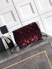 Chanel Flap Bag Sequin Black Red Gold 20cm - 2