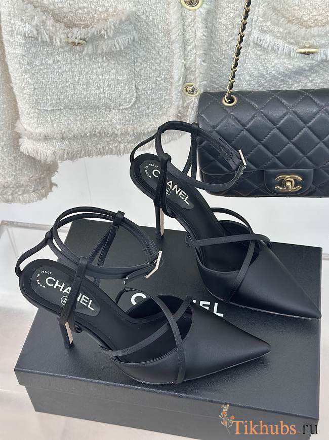 Chanel CC Ankle Strap Heels Pumps Black 10cm - 1