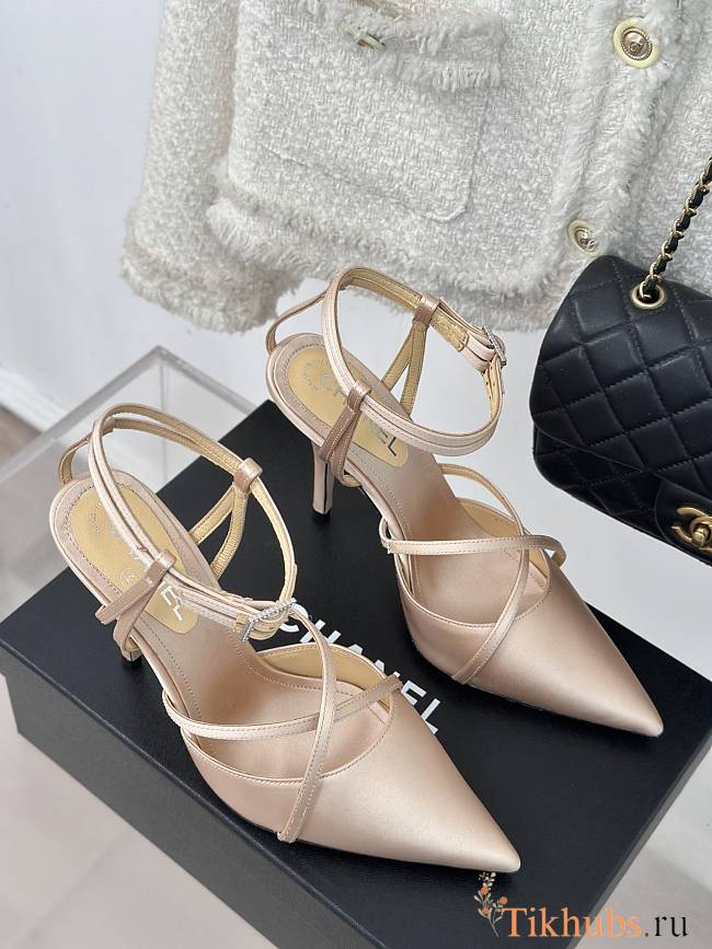 Chanel CC Ankle Strap Heels Pumps Pink 10cm - 1
