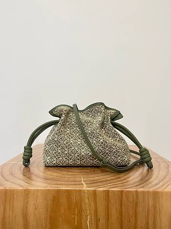 Loewe Mini Flamenco Clutch Bag Greem Anagram 23x18x9cm
