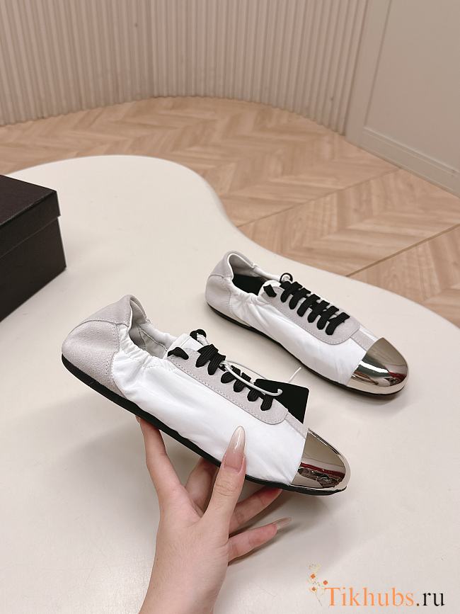 Prada Collapse Re-Nylon Suede Sneakers Metal White - 1