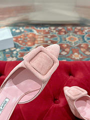 Manolo Blahnik Maysli Pink Suede Slingback Pumps 7cm - 4