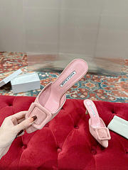 Manolo Blahnik Maysli Pink Suede Slingback Pumps 7cm - 3