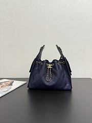 Chanel 25 Small Handbag Navy Blue Calfskin Gold 30x26x14cm - 1