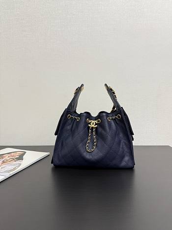 Chanel 25 Small Handbag Navy Blue Calfskin Gold 30x26x14cm