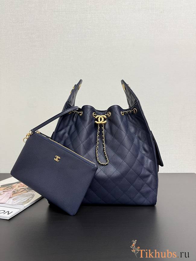 Chanel Medium 25C Hobo Bag Navy Blue Caviar Gold 40x30x15cm - 1