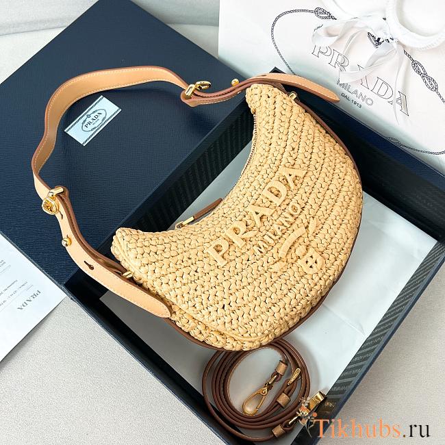 Prada Arqué Crochet Shoulder Bag Natural 22.5x18.5x6cm - 1