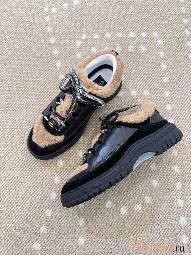 Chanel Shearling and Leather Trainers Sneaker - 1