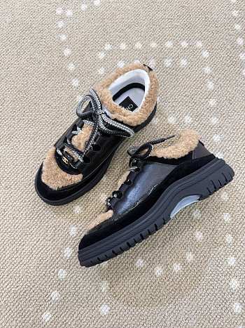 Chanel Shearling and Leather Trainers Sneaker