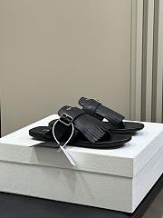 Prada Shuffle Leather Thong Black Sandals - 1