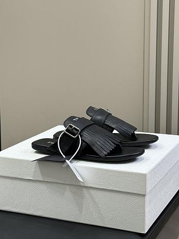 Prada Shuffle Leather Thong Black Sandals