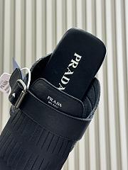 Prada Shuffle Leather Thong Black Sandals - 5