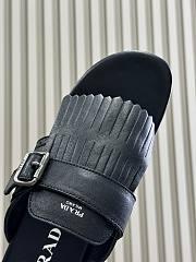 Prada Shuffle Leather Thong Black Sandals - 4