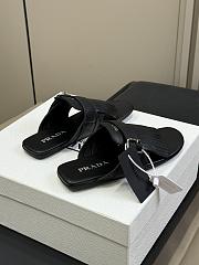 Prada Shuffle Leather Thong Black Sandals - 2