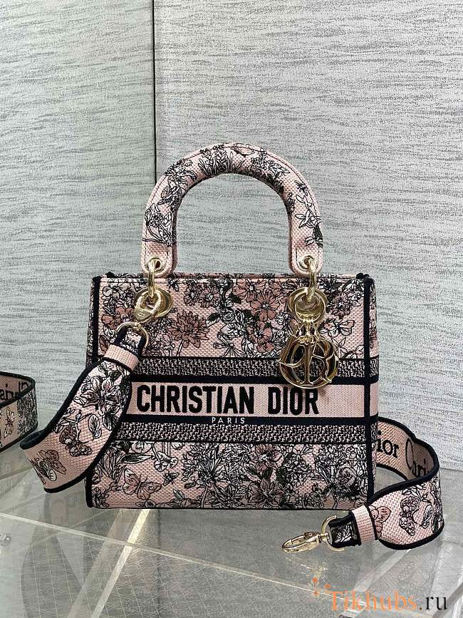 Dior Lucky Small Lady D-Lite Bag Pink Flowers Calendar 24x11x20cm - 1