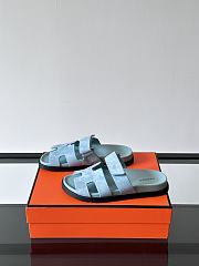 Hermes Chypre Blue Suede Sandal  - 4