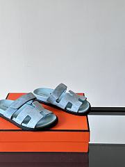 Hermes Chypre Blue Suede Sandal  - 5
