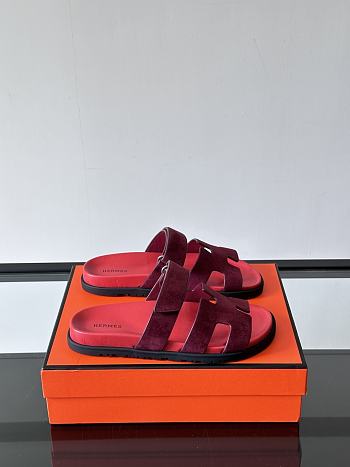 Hermes Chypre Red Suede Sandal