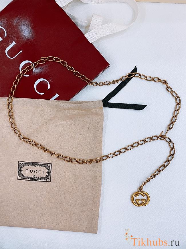 Gucci Chain Belt With Interlocking G Charm In Gold - 1