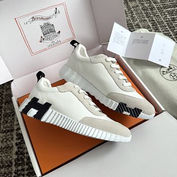 Hermes White Leather Bouncing Sneaker