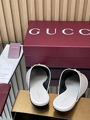 Gucci Horsebit White Slides - 4