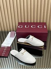 Gucci Horsebit White Slides - 3