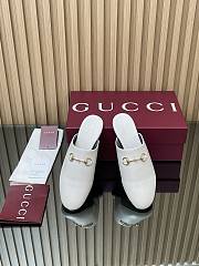 Gucci Horsebit White Slides - 2