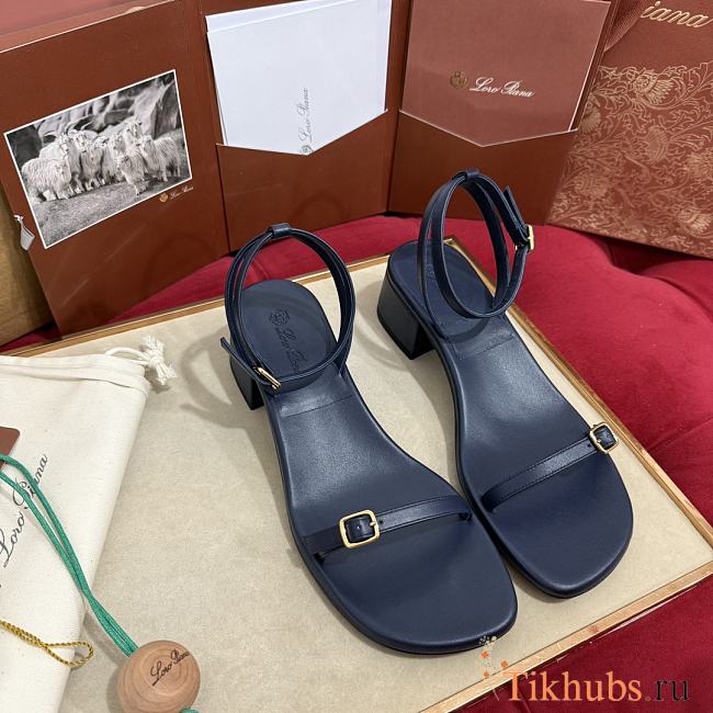 Loro Piana Flora Navy Blue Sandal 4cm - 1
