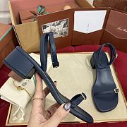 Loro Piana Flora Navy Blue Sandal 4cm - 5