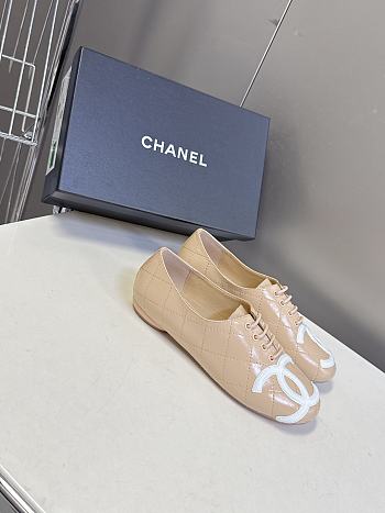Chanel Lace-up Beige Flats