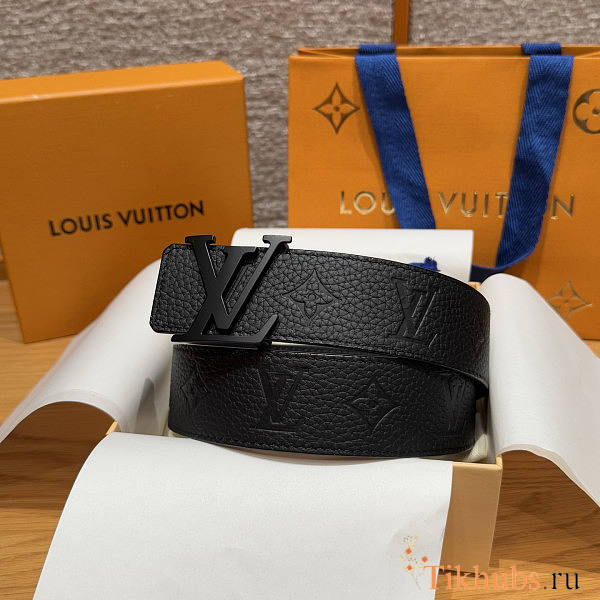 Louis Vuitton LV Black Calfskin Belt 4cm - 1